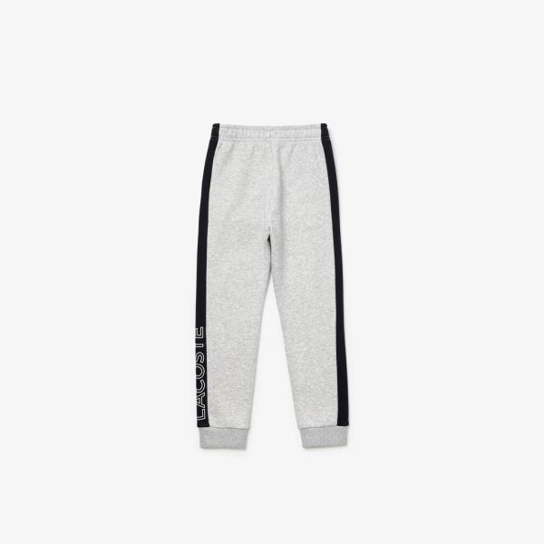 Lacoste SPORT Colorblock Fleece Trackpants Dětské - Trekingové Kalhoty Šedé / Tmavě Blankyt Blankyt